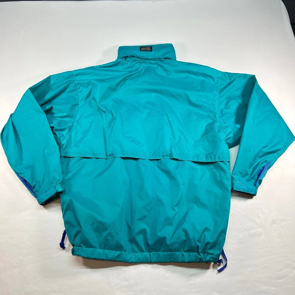 Sierra Sport Vintage 90s‎ Colorblock Windbreaker Teal Purple XL Hooded Jacket